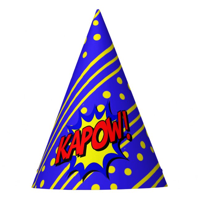 Kapow Pop Art Cartoon Superpower Birthday Hat (Front)