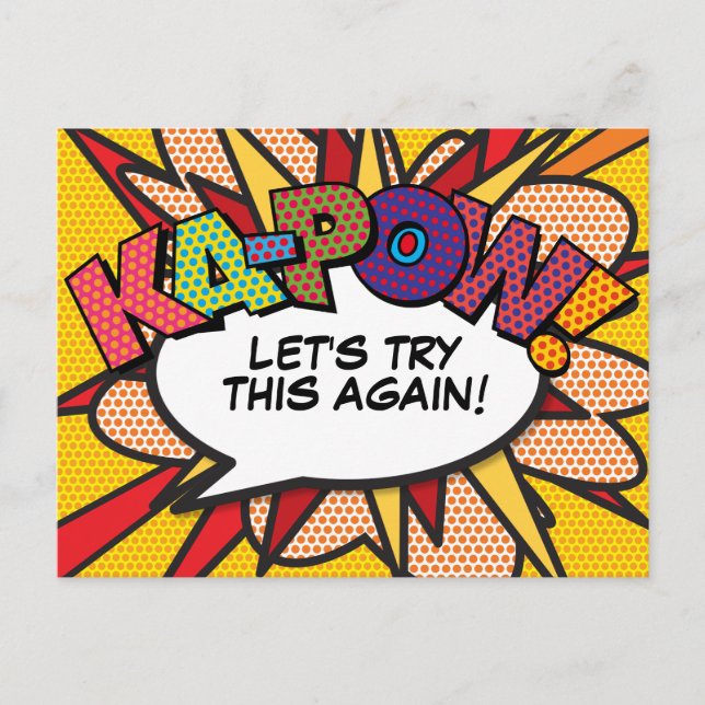 KAPOW Postponed Change of Date Comic Book Pop Art Postcard (Front)