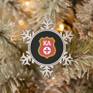Kappa Alpha Badge Snowflake Pewter Christmas Ornament