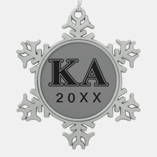 Kappa Alpha Order Black Letters Snowflake Pewter Christmas Ornament