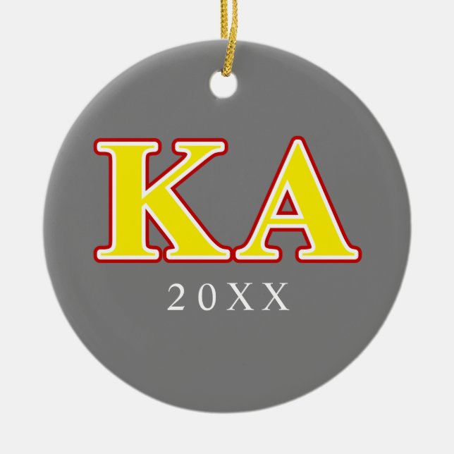 Kappa Alpha Order Red and Yellow Letters Ceramic Ornament (Front)