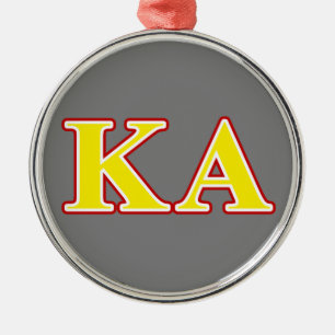 Kappa Alpha Order Red and Yellow Letters Metal Ornament
