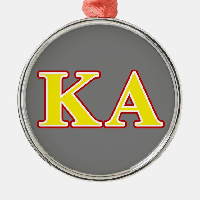 Kappa Alpha Order Red and Yellow Letters Metal Ornament (Front)