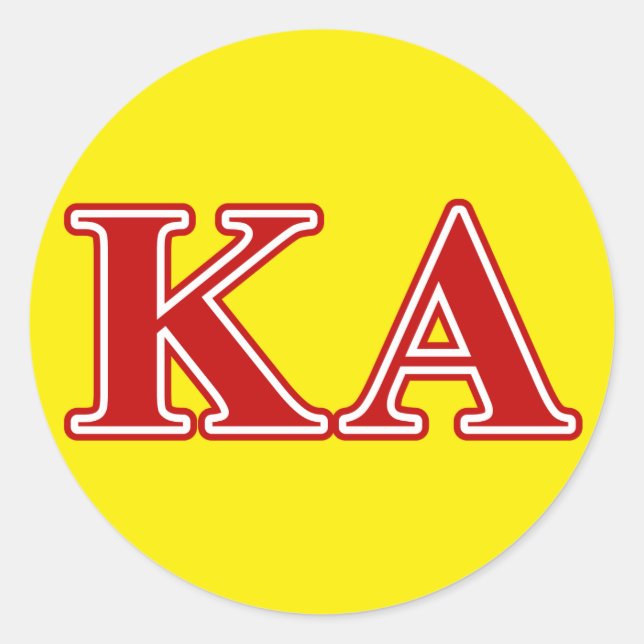 Kappa Alpha Order Red Letters Classic Round Sticker (Front)