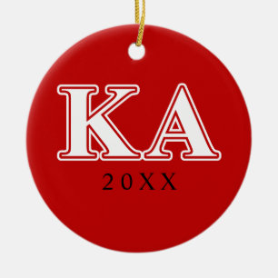 Kappa Alpha Order White and Red Letters Ceramic Ornament