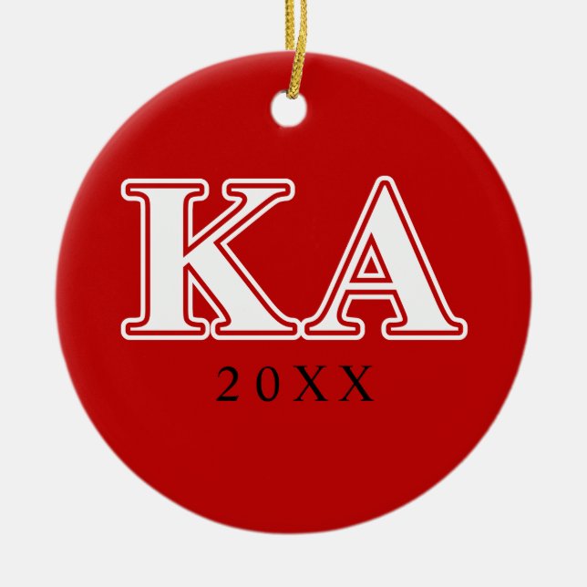 Kappa Alpha Order White and Red Letters Ceramic Ornament (Front)