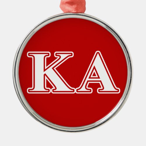 Kappa Alpha Order White and Red Letters Metal Ornament