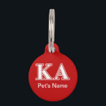 Kappa Alpha Order White and Red Letters Pet ID Tag<br><div class="desc">Check out these official Kappa Alpha Order designs! Personalize your own Greek merchandise on Zazzle.com! Click the Customize button to insert your own name, class year, or club to make a unique product. Try adding text using various fonts & view a preview of your design! Zazzle's easy to customize products...</div>