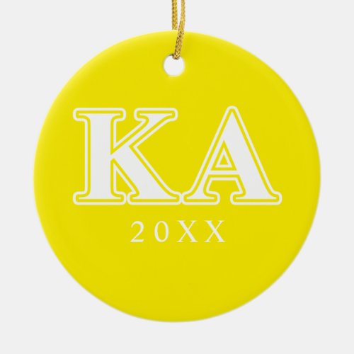 Kappa Alpha Order White and Yellow Letters Ceramic Ornament