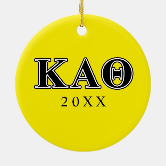 Kappa Alpha Theta Black Letters Ceramic Ornament (Back)