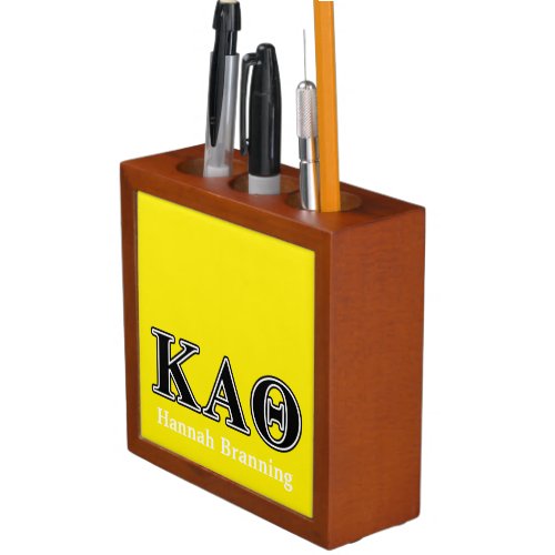 Kappa Alpha Theta Black Letters Pencil Holder