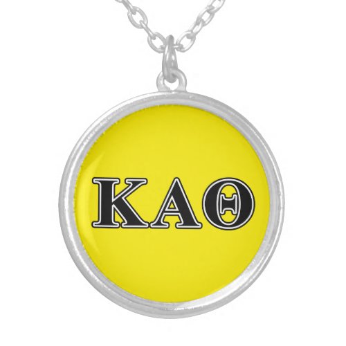 Kappa Alpha Theta Black Letters Silver Plated Necklace