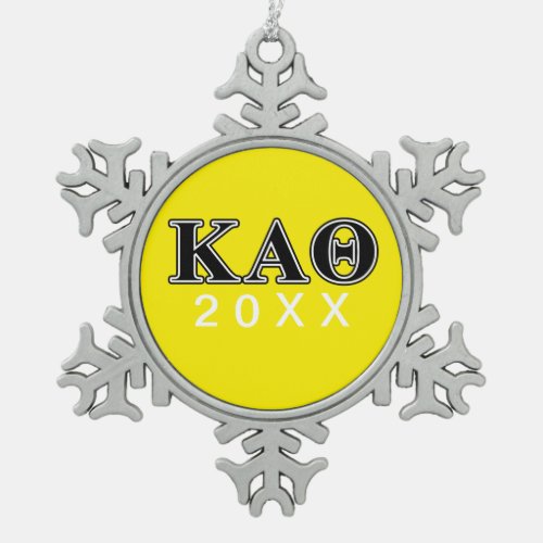 Kappa Alpha Theta Black Letters Snowflake Pewter Christmas Ornament