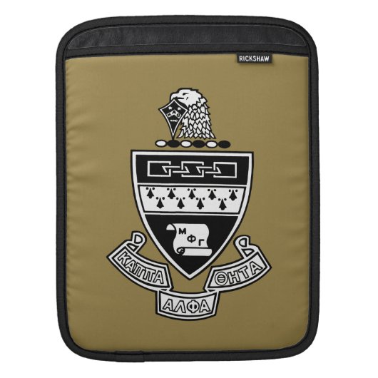 Kappa Alpha Theta Coat of Arms: Black and White iPad Sleeve (Front)