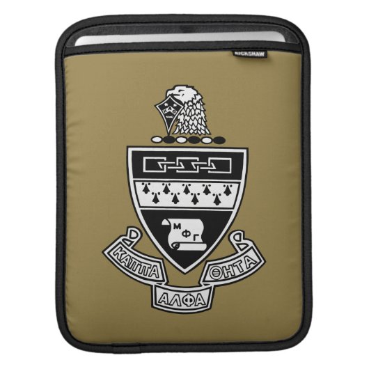 Kappa Alpha Theta Coat of Arms: Black and White iPad Sleeve (Front Device)