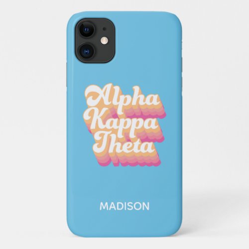 Kappa Alpha Theta  Groovy Script iPhone 11 Case