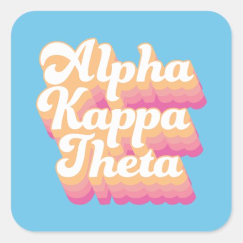 Kappa Alpha Theta  Groovy Script Square Sticker