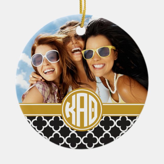 Kappa Alpha Theta | Monogram and Photo Ceramic Ornament (Front)