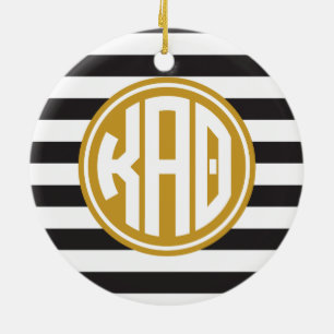 Kappa Alpha Theta   Monogram Stripe Pattern Ceramic Ornament