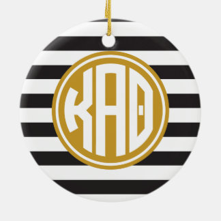 Kappa Alpha Theta | Monogram Stripe Pattern Ceramic Ornament