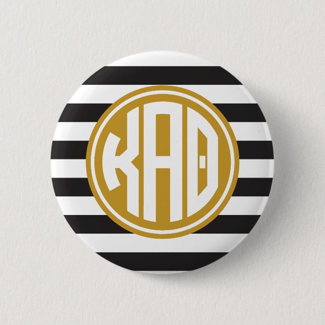 Kappa Alpha Theta | Monogram Stripe Pattern Pinback Button (Front)