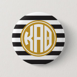 Kappa Alpha Theta   Monogram Stripe Pattern Pinback Button