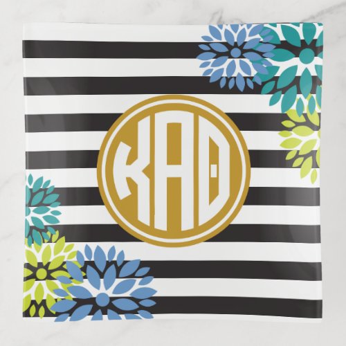 Kappa Alpha Theta  Monogram Stripe Pattern Trinket Tray