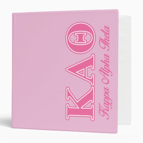 Kappa Alpha Theta Pink Letters 3 Ring Binder