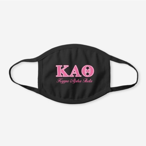 Kappa Alpha Theta Pink Letters Black Cotton Face Mask