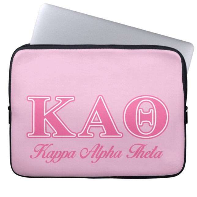 Kappa Alpha Theta Pink Letters Laptop Sleeve (Front)