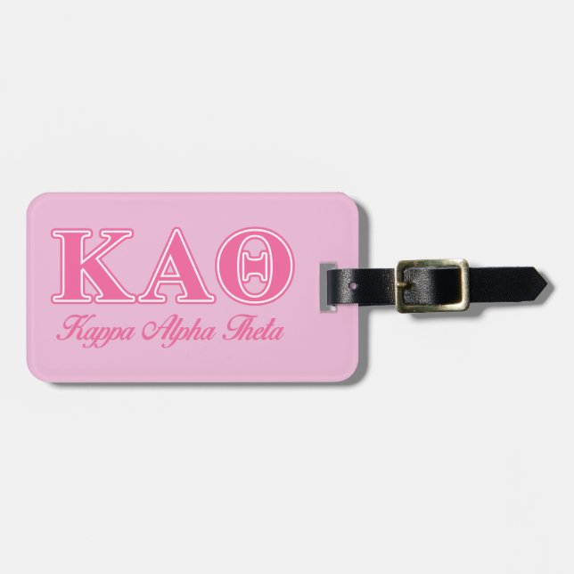 Kappa Alpha Theta Pink Letters Luggage Tag (Front Horizontal)