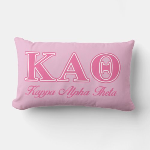 Kappa Alpha Theta Pink Letters Lumbar Pillow