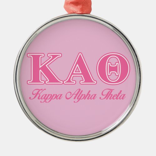 Kappa Alpha Theta Pink Letters Metal Ornament