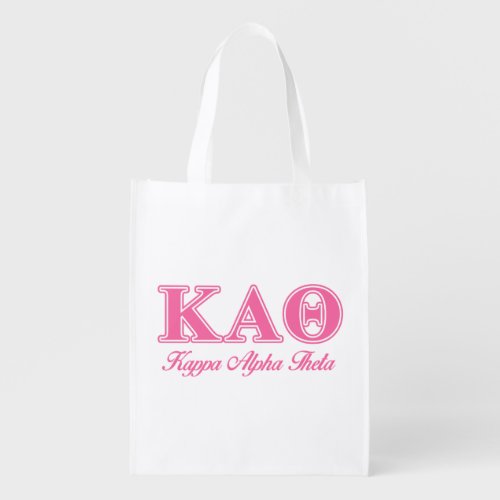 Kappa Alpha Theta Pink Letters Reusable Grocery Bag