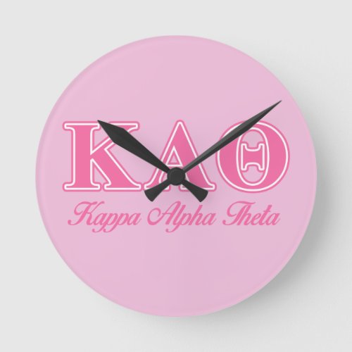 Kappa Alpha Theta Pink Letters Round Clock