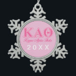 Kappa Alpha Theta Pink Letters Snowflake Pewter Christmas Ornament<br><div class="desc">Check out these official Kappa Alpha Theta designs! Personalize your own Greek merchandise on Zazzle.com! Click the Customize button to insert your own name, class year, or club to make a unique product. Try adding text using various fonts & view a preview of your design! Zazzle's easy to customize products...</div>