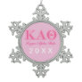 Kappa Alpha Theta Pink Letters Snowflake Pewter Christmas Ornament