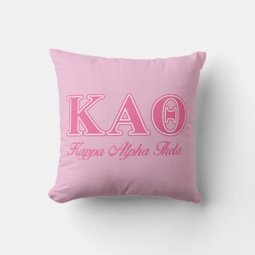Kappa Alpha Theta Pink Letters Throw Pillow