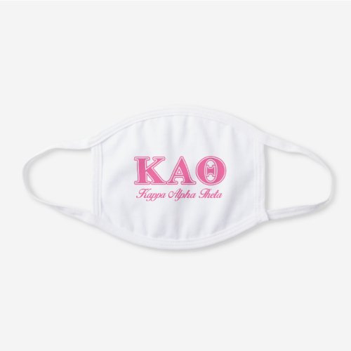 Kappa Alpha Theta Pink Letters White Cotton Face Mask