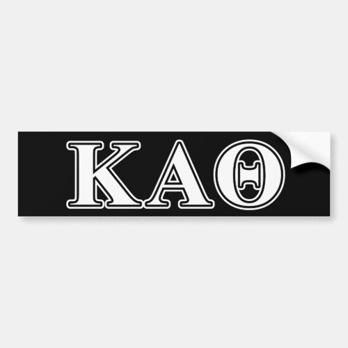 Kappa Alpha Theta White and Black Letters Bumper Sticker