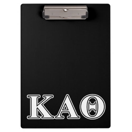 Kappa Alpha Theta White and Black Letters Clipboard