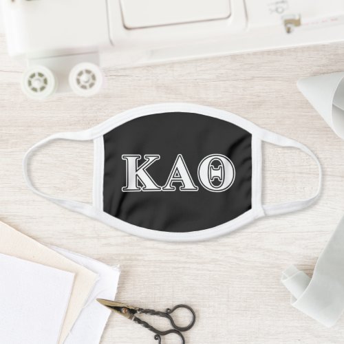 Kappa Alpha Theta White and Black Letters Face Mask