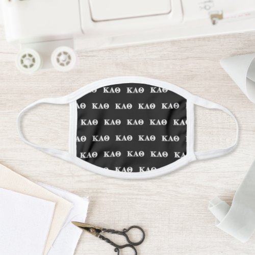 Kappa Alpha Theta White and Black Letters Face Mask