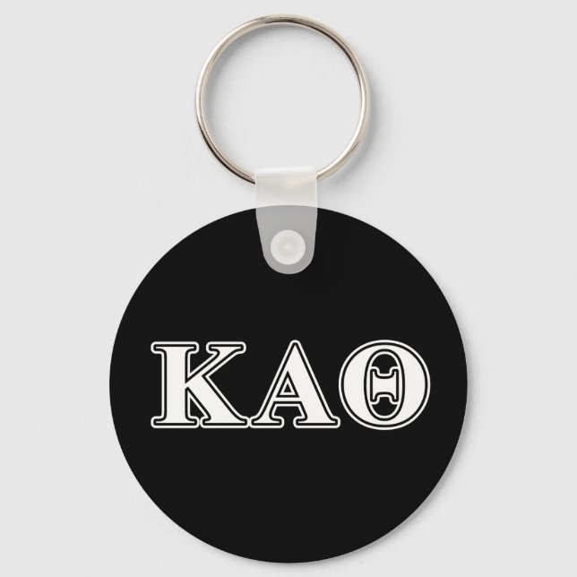 Kappa Alpha Theta White and Black Letters Keychain (Front)