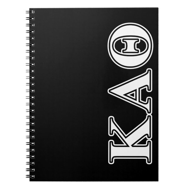 Kappa Alpha Theta White and Black Letters Notebook (Front)