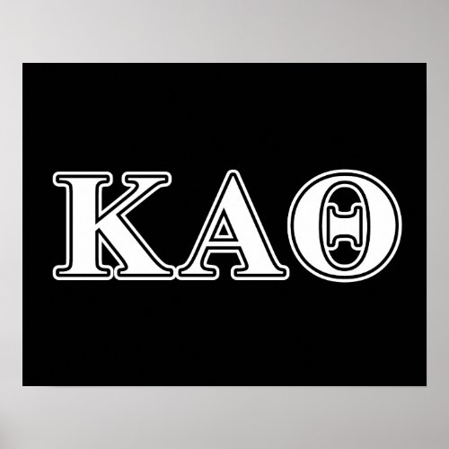 Kappa Alpha Theta White and Black Letters Poster