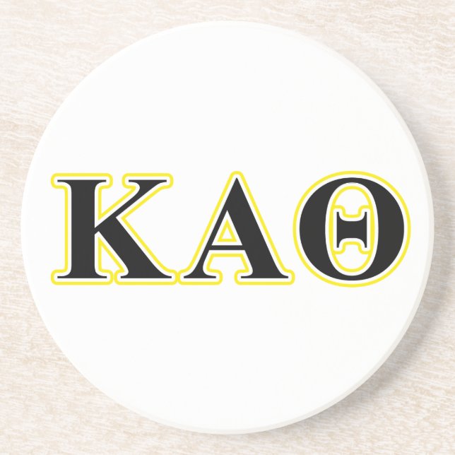 Kappa Alpha Theta Yellow and Black Letters Drink Coaster (Front)