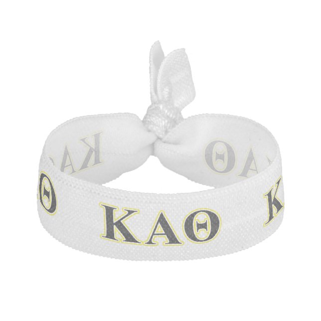 Kappa Alpha Theta Yellow and Black Letters Elastic Hair Tie (Front)