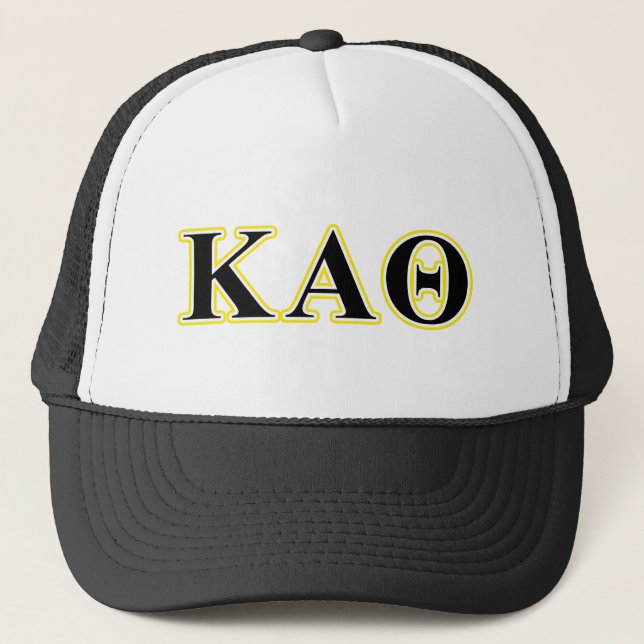 Kappa Alpha Theta Yellow and Black Letters Trucker Hat (Front)