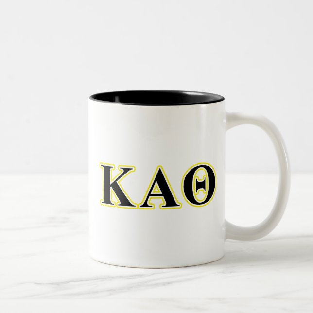 Kappa Alpha Theta Yellow and Black Letters Two-Tone Coffee Mug (Right)